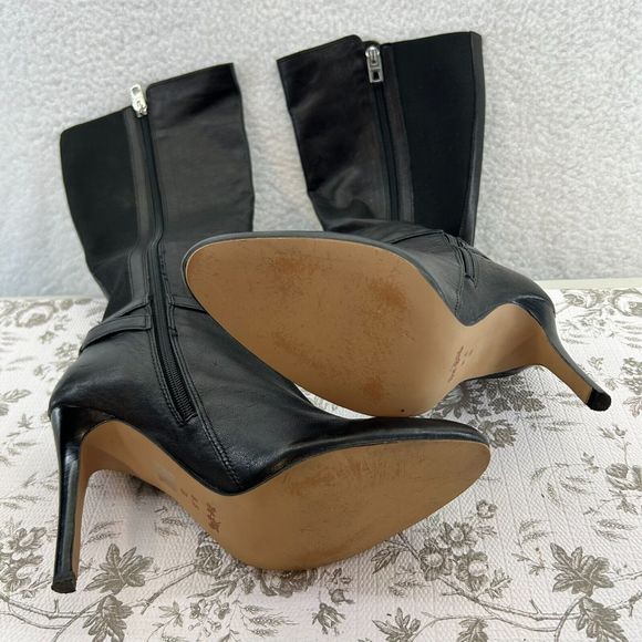 Coach Womens Ultima Boot size 8.5 Leather black stiletto sleek career buckle zip - Picture 8 of 14